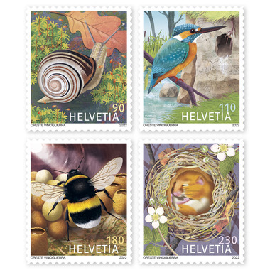 Briefmarken-Serie «Tierbehausungen» Serie (4 Marken, Taxwert CHF 6.10), selbstklebend, ungestempelt