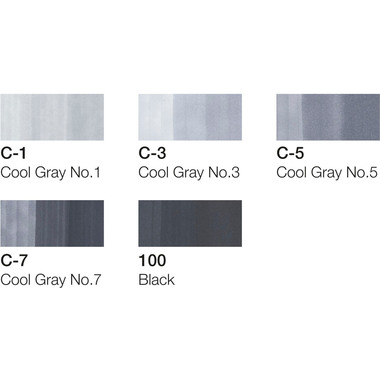 COPIC Marker Ciao 22075554 5+1 Set Cool Grey Tones