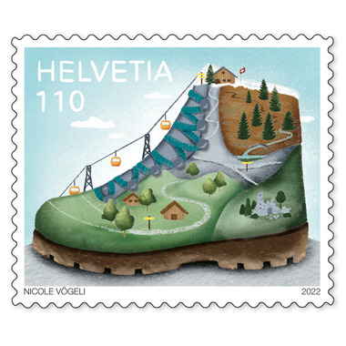 Single stamp «The popular sport of hiking» Single stamp of CHF 1.10, self-adhesive, mint