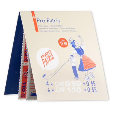 Stamp booklet «Pro Patria – Culture of dialogue» Stamp booklet with 4 stamps at CHF 0.90+0.45 with «Traditional costume» motif and 6 stamps at CHF 1.10+0.55 with «Alphorn» motif, self-adhesive, mint