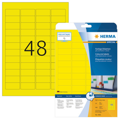 HERMA Étiquettes univers. 45x21mm 4366 jaune 960 pcs./20 flls.