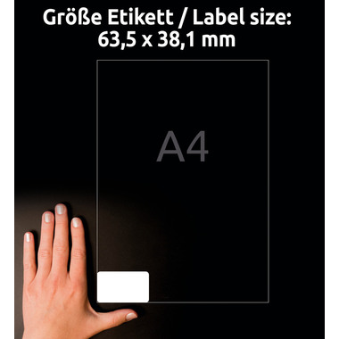 AVERY ZWECKFORM Etiketten 38.1x63.5mm 7160-10 weiss, perm. 10 Blatt/21 Stk.