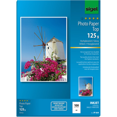 SIGEL InkJet Photo Paper A4 IP664 125g,glossy, bianco 100 fogli