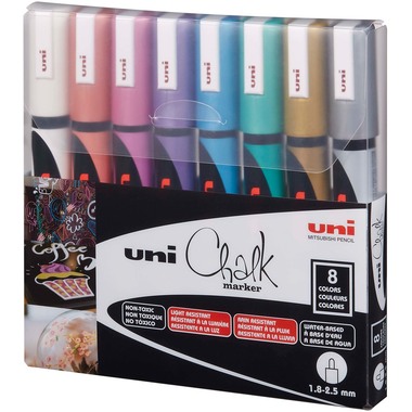 UNI-BALL Chalk Marker 1.8-2.5mm PWE-5M METALLIC 8C 8 Stück ass.