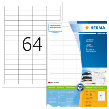 HERMA Etiketten Premium 48,3x16,9mm 4607 weiss 12800 Stück