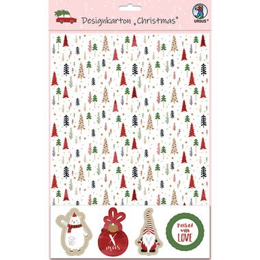 URSUS Cartoncino Disegno Christmas 62454605F 200g 5 fogli