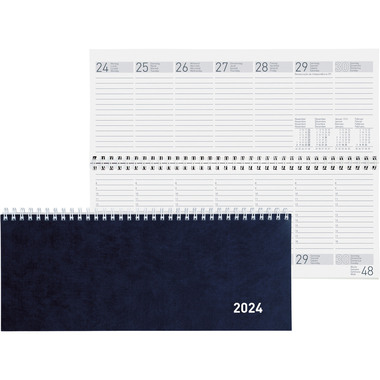 BIELLA Pultkalender Sepl. Wire-O 2024 888371050024 blau, 1W/2S, 29,8x11,7cm