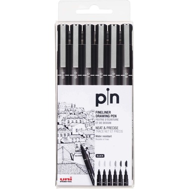 UNI-BALL Fineliner Pin PIN-200(S) Black 6P noir 6 pcs.