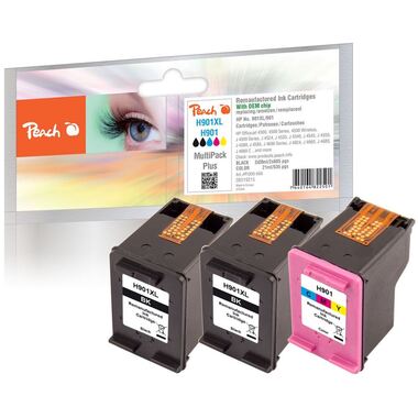 Peach Spar Pack Plus Druckköpfe kompatibel zu HP No. 901XL black, CC654AE,  No. 901 color, CC656AE