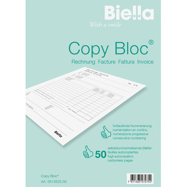 BIELLA Fattura COPY-BLOC T/F A5 51352500U autocopiativo 50x2 fogli