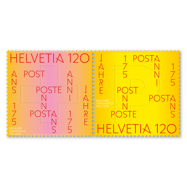 Timbres Série «175 ans de la Poste» Série (2 timbres, valeur d'affranchissement CHF 2.40), gommé, non oblitéré
