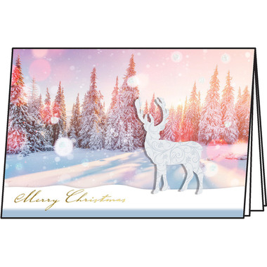 SIGEL Weihnachts-Karte/Couvert A6/A5 DS066 250 +100g,Snow Deer 10+10 Stk.