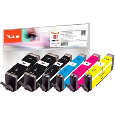 Peach Spar Pack Plus Tintenpatronen kompatibel zu Canon PGI-550, CLI-551