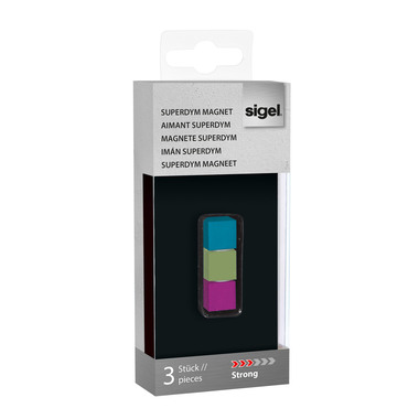 SIGEL SuperDym-Magnete Strong 11mm BA727 türkis, pink, hellgrün 3 Stück