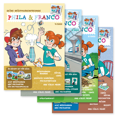 «Phila & Franco» stamp set for children, DE Editions 1-4/2022