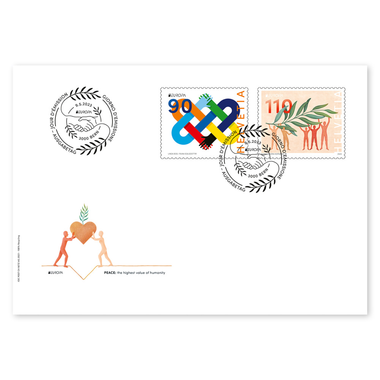First-day cover «EUROPA – Peace: the highest value of humanity» Set (2 stamps, postage value CHF 2.00) on first-day cover (FDC) C6
