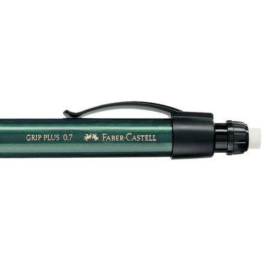 FABER-CASTELL Druckbleistift GRIP PLUS 0.7mm 130700 metallic-grün, Radierer