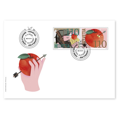 Busta primo giorno «EUROPA – Miti e leggende» Serie (2 francobolli, valore facciale CHF 2.20) su busta primo giorno (FDC) C6