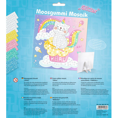 URSUS Moosgummi Mosaik 8420018 Glitter Kittycorn 25x25cm