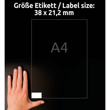 AVERY ZWECKFORM Etiketten 21.2x38mm LR3666-10 weiss, perm. 10 Blatt/65 Stk.