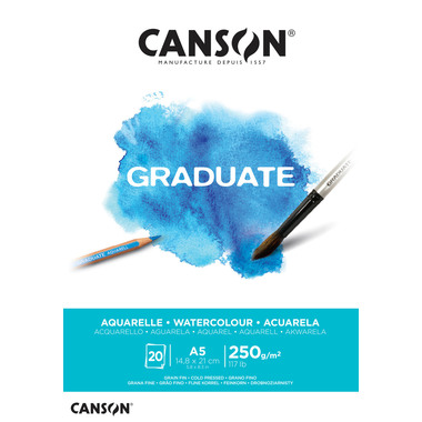 CANSON Graduate Acuarela A5 400110373 20 foglio, bianco, 250g