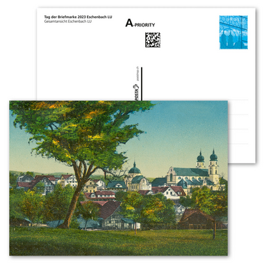Bildpostkarte «Tag der Briefmarke 2023 Eschenbach LU» Vorfrankierte Ansichtskarte A6, Taxwert CHF 1.10+0.55, ungestempelt