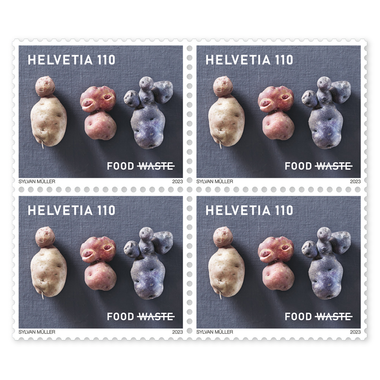 Block of four «Sustainability – Food» Block of four (4 stamps, postage value CHF 4.40), gummed, mint