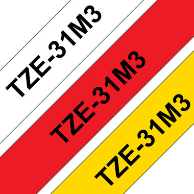 PTOUCH Nastro TZ-231/TZ-431/TZ-631 TZe-31M3 bianco/rosso/giallo 12 mm