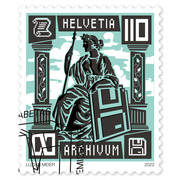 Briefmarke «100 Jahre Verein Schweizerischer Archivarinnen und Archivare» Einzelmarke à CHF 1.10, gummiert, gestempelt
