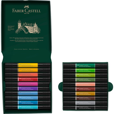 FABER-CASTELL Artist Pen Dual Marker 0.8mm 162020 20 couleurs, Etui