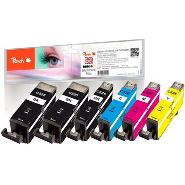 Peach Spar Pack Plus Tintenpatronen kompatibel zu Canon PGI-525, CLI-526