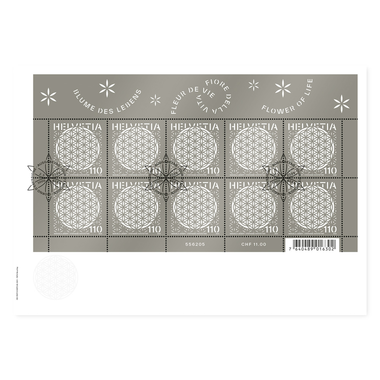 First-day cover «Flower of Life» Miniature sheet (10 stamps, postage value CHF 11.00) on first-day cover (FDC) C5