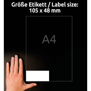 AVERY ZWECKFORM Etiketten 48x105mm LR3424-10 weiss, perm. 10 Blatt/12 Stk.