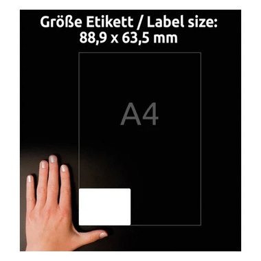AVERY ZWECKFORM Etiquettes 88,9x63,5mm C6081-10 blanc, glossy 80 pcs.