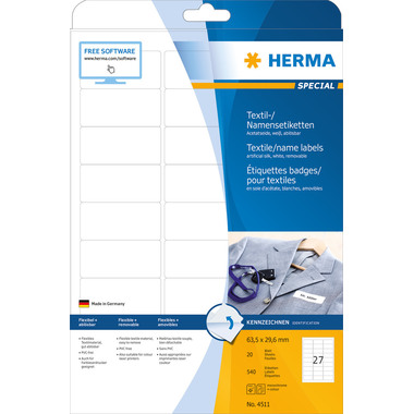 HERMA Étiquettes SPECIAL 63.5x29.6mm 4511 blanc,non-perm. 540pcs./20 f.