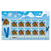 Stamps CHF 0.90 «Chalet», Sheetlet with 10 stamps Sheet «LEGO», self-adhesive, mint, stickers included