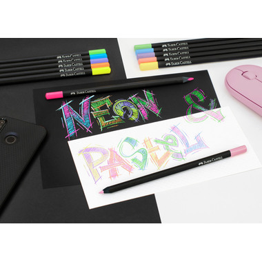 FABER-CASTELL Crayon Black Edition 116410 Neon + Pastel 12 pcs.