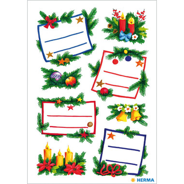 HERMA Sticker Weihnachten 3893 bunt 16 Stück/2 Blatt