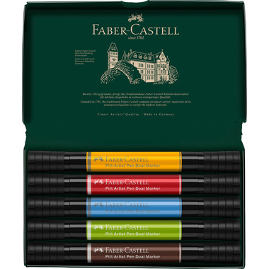 FABER-CASTELL Artist Pen Dual Marker 0.8mm 162005 5 couleurs, Etui