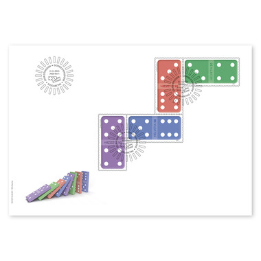 Domino, Enveloppe du jour d'émission Série (4 timbres, valeur d'affranchissement CHF 2.00) sur 1 enveloppe du jour d'émission (FDC) E6