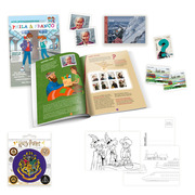 «Phila &amp; Franco» stamp set for children, DE, 3/22 20-page set, 6 Stamps (3 cancelled, 3 mint – including 1 Portuguese Harry Potter stamp), 3 Postcards, 1 Harry Potter sticker sheet