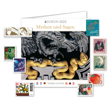 EUROPA – Miti e leggende, Prodotto multilaterale Set multilaterale con 10 francobolli, Articolo disponibile solo in tedesco.
