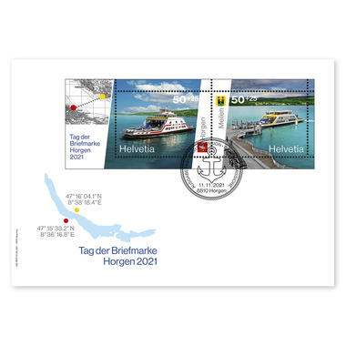 Stamp Day 2021 Horgen, First-day cover Miniature sheet of CHF 1.00+0.50on 1 first-day cover (FDC) C6