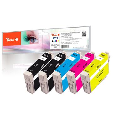 Peach Spar Pack Plus Tintenpatronen kompatibel zu Epson T071 (2xT0711, T0712, T0713, T0714)