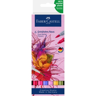 FABER-CASTELL Goldfaber Dual Marker 164527 Blumen, 6 colori