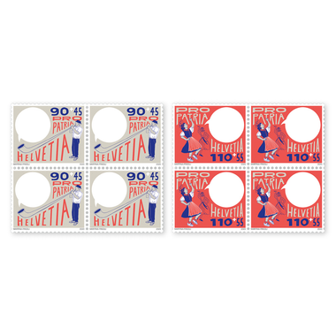 Set of blocks of four «Pro Patria – Culture of dialogue» Set of blocks of four (8 stamps, postage value CHF 8.00+4.00), self-adhesive, mint