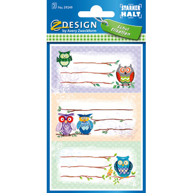 Z-DESIGN Sticker Owl 8.4x16cm 59249Z coloré 2 flls.