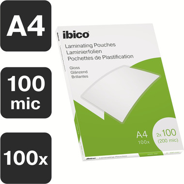 IBICO Pochettes à plastifier A4 627317 brillant, 100my 100 pcs.