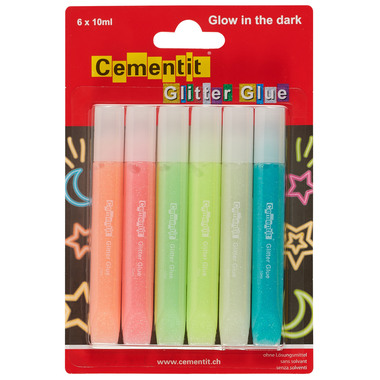 CEMENTIT Glitter Glue Glow in the dark 52.017.20 6x10ml