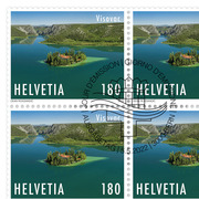 Timbres CHF 1.80 «Île de Visovac», Feuille de 16 timbres Feuille «Émission commune Suisse - Croatie», gommé, oblitéré